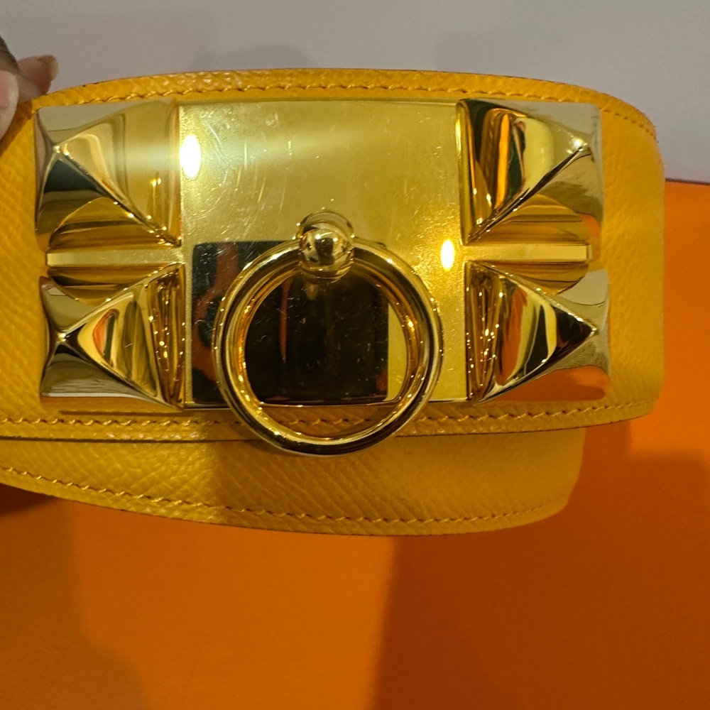 Hermes CDC Collier de Chien Belt 85 Jaune Ambre Epsom GHW Gold Plated - Picture 6 of 17